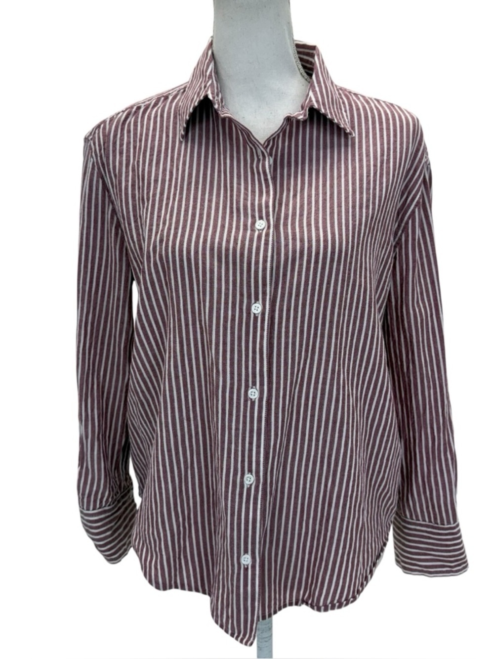 Tuckernuck Striped Shirt Small Burgundy/White